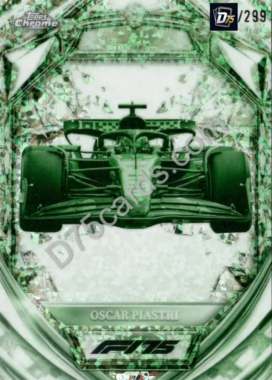 Oscar Piastri Night Vision Mini-Diamond Refractor /299 front | 2025 Topps Chrome Formula 1 Diamond 75th Anniversary card