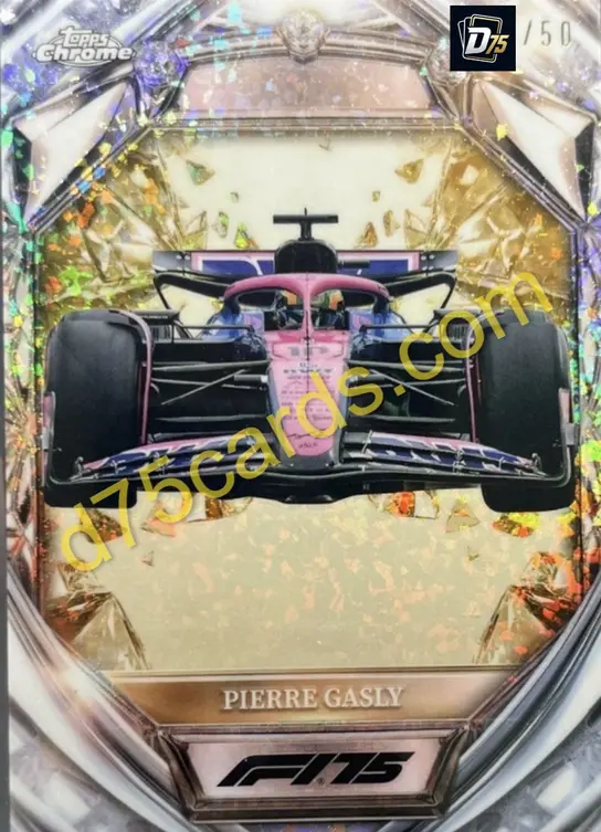 Pierre Gasly D75-36 Gold Mini-Diamond Refractor /50 front — 2025 Topps Chrome Formula 1 Diamond 75th Anniversary