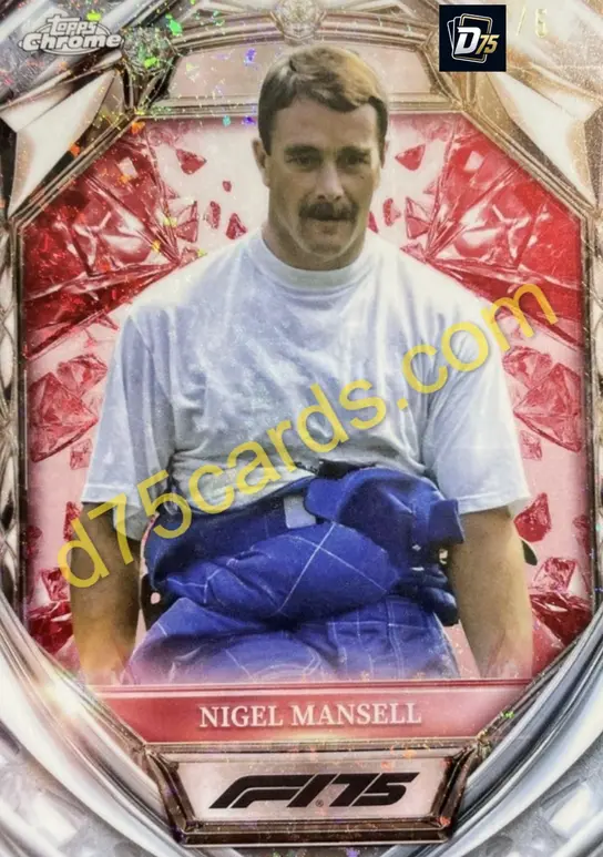 Nigel Mansell D75-49 Red Mini-Diamond Refractor /5 front — 2025 Topps Chrome Formula 1 Diamond 75th Anniversary